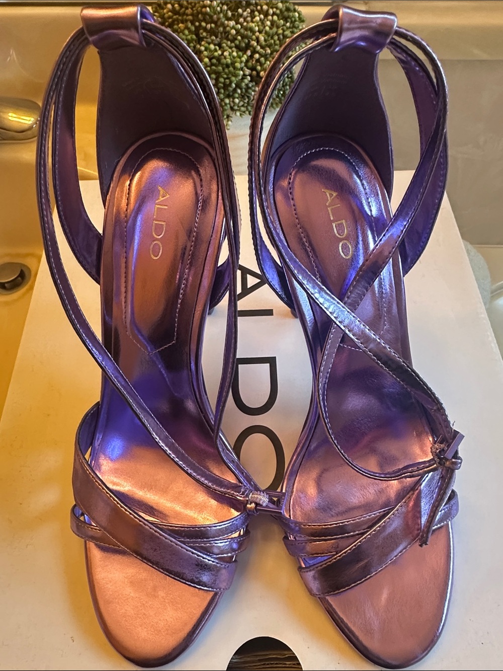 ALDO Metallic Purple Strappy High Heels